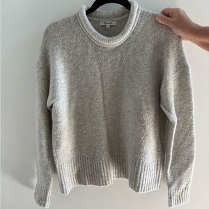 Madewell Gray Knit Sweater with rolled neck detail.